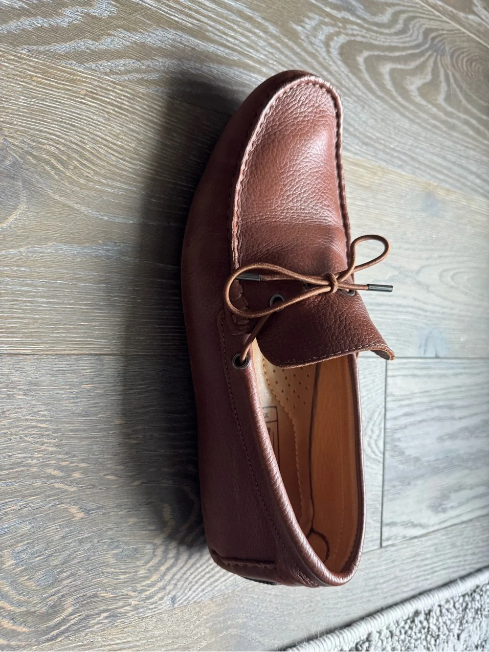 Mercanti Fiorentini Brown Leather Driving Moccasins with Lace Tie (Size 9M)